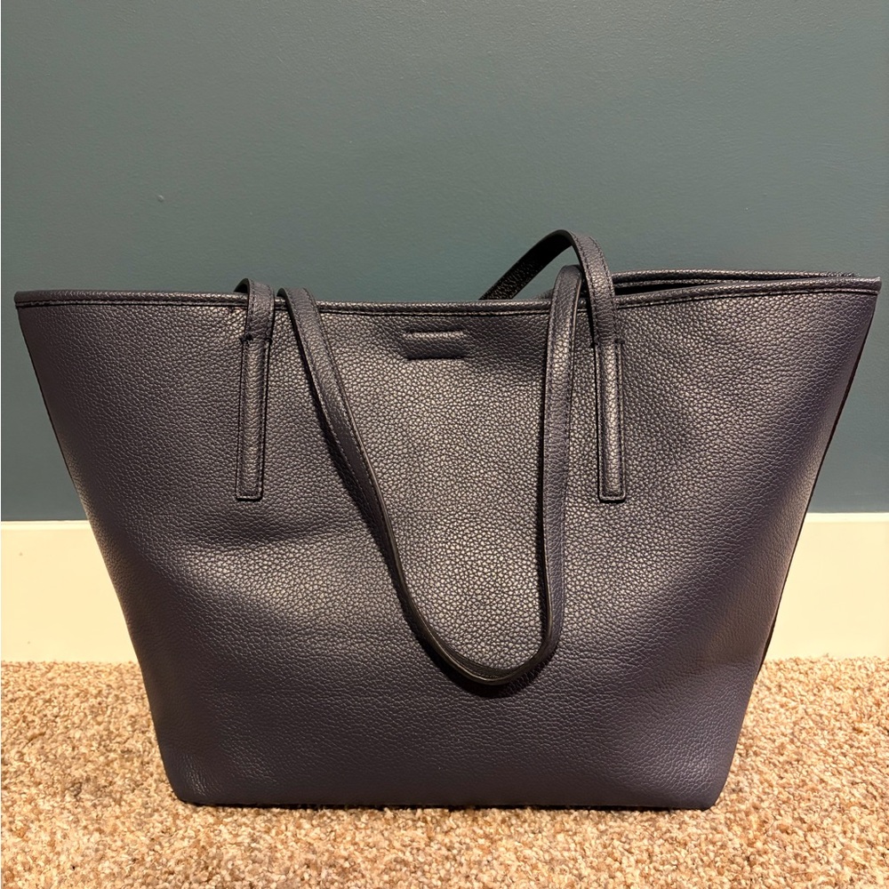 Calvin Klein Dark Blue Leather Tote - Picture 3 of 5
